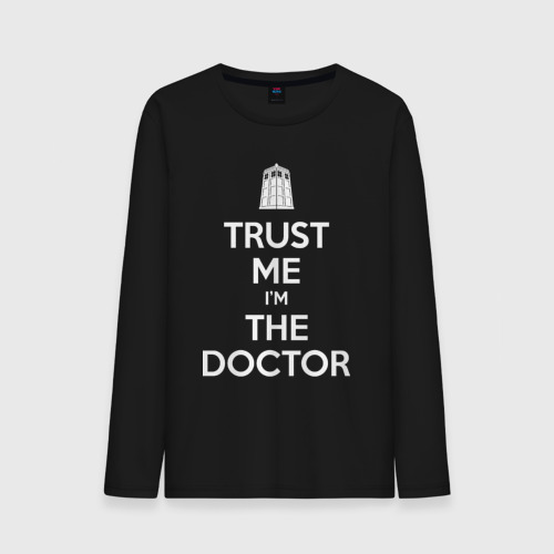 Мужской лонгслив хлопок Trust me I'm the Doctor, цвет черный