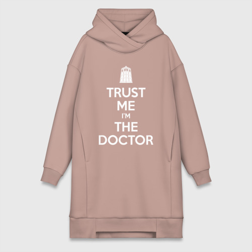Платье-худи хлопок Trust me I'm the Doctor, цвет пыльно-розовый