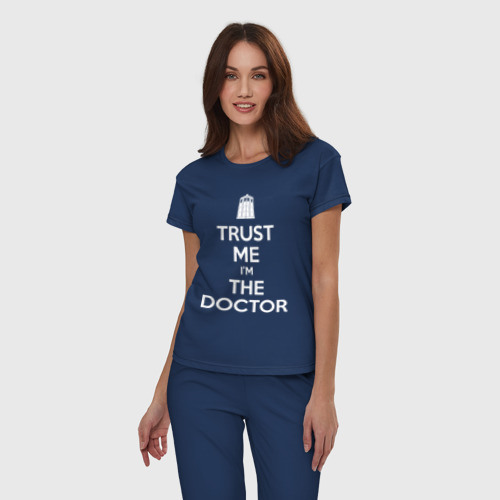 Женская пижама хлопок Trust me I'm the Doctor, цвет темно-синий - фото 3