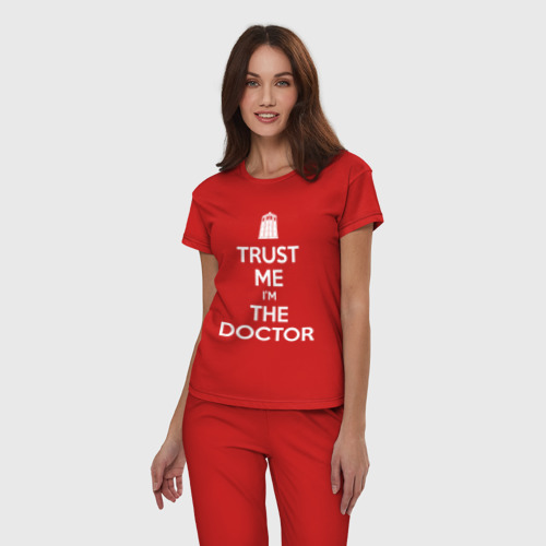 Женская пижама хлопок Trust me I'm the Doctor, цвет красный - фото 3