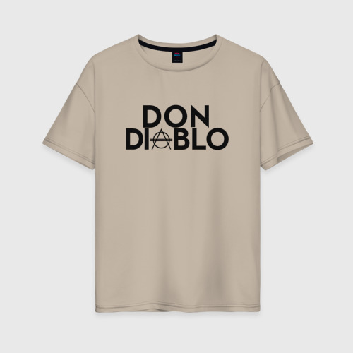 Женская футболка хлопок Oversize Don Diablo, цвет миндальный