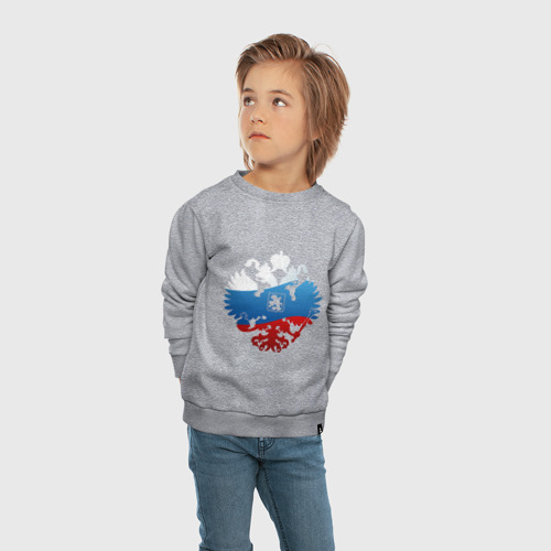 Детский свитшот хлопок Герб России, цвет меланж - фото 5