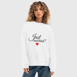 Женский свитшот oversize без начеса хлопок Молодожёны - фото 2