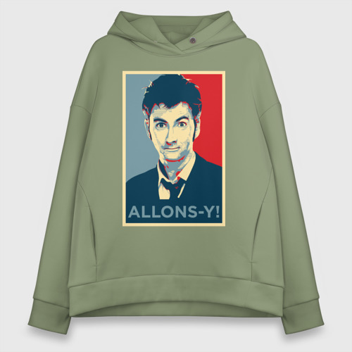 Женское худи Oversize хлопок Десятый доктор Allons-y!, цвет авокадо