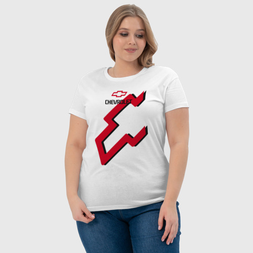 Женская футболка хлопок Chevrolet, цвет белый - фото 6