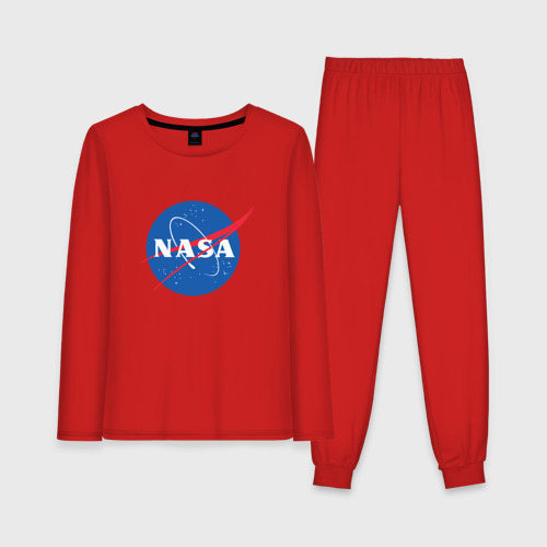 Женская пижама с лонгсливом хлопок NASA, цвет красный