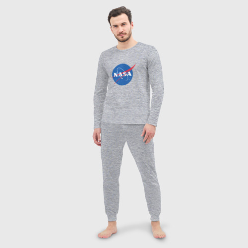 Мужская пижама с лонгсливом хлопок NASA, цвет меланж - фото 3