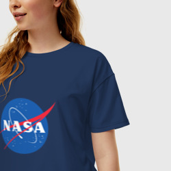 Женская футболка хлопок Oversize NASA - фото 2