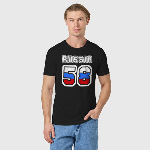 Мужская футболка хлопок Russia - 58 (Пензенская обл.), цвет черный - фото 3