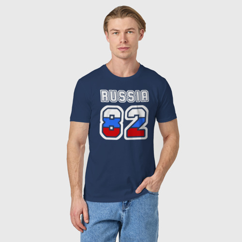 Мужская футболка хлопок Russia - 82 (Республика Крым), цвет темно-синий - фото 3