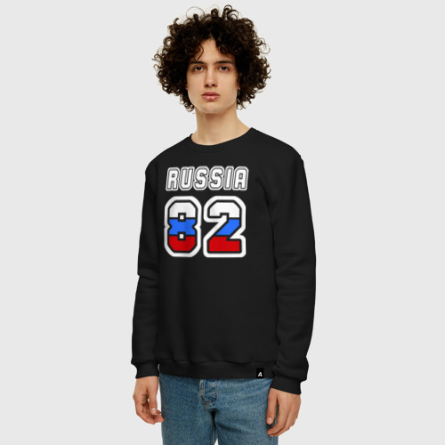 Мужской свитшот хлопок Russia - 82 (Республика Крым), цвет черный - фото 3