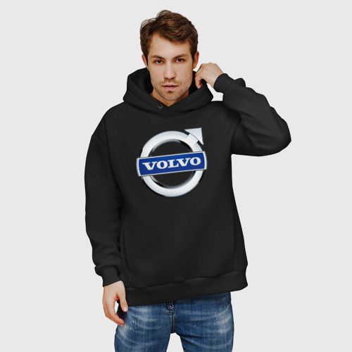 Мужское худи Oversize хлопок Volvo, цвет черный - фото 3