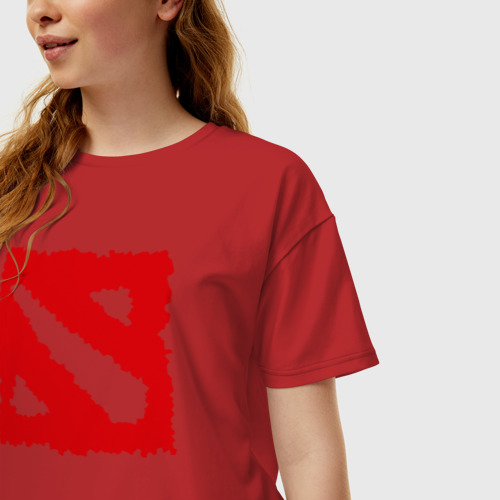 Женская футболка хлопок Oversize Dota 2, цвет красный - фото 3