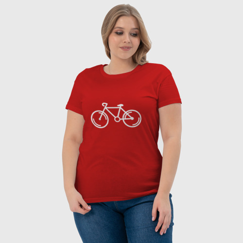 Женская футболка хлопок Велосипедист, цвет красный - фото 6