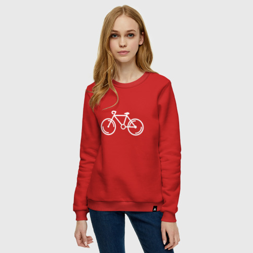 Женский свитшот хлопок с принтом Велосипедист, фото на моделе #1