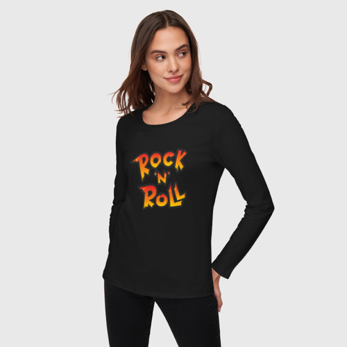 Женский лонгслив хлопок Rock-n-roll, цвет черный - фото 3