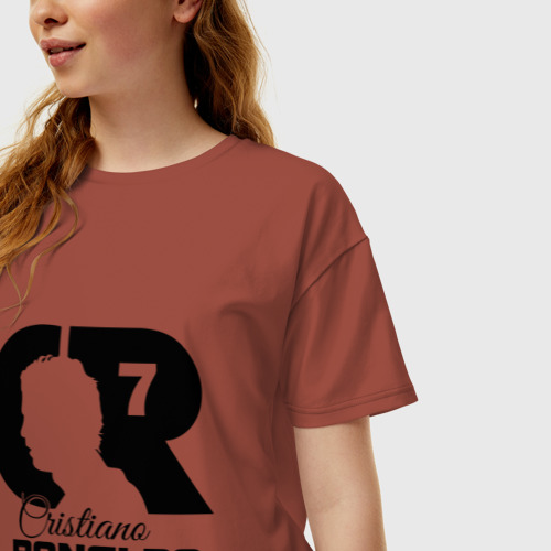 Женская футболка хлопок Oversize Ronaldo, цвет кирпичный - фото 3