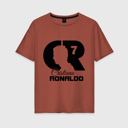 Женская футболка хлопок Oversize Ronaldo, цвет кирпичный