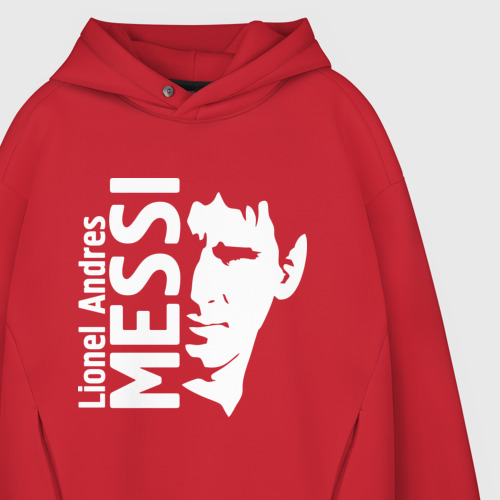 Мужское худи Oversize хлопок Messi, цвет красный - фото 4