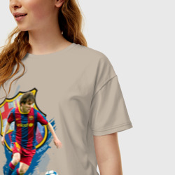 Женская футболка хлопок Oversize Messi - фото 2