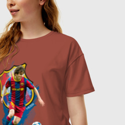 Женская футболка хлопок Oversize Messi - фото 2