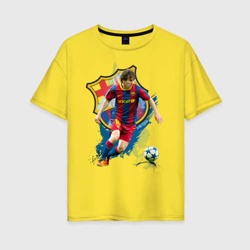 Женская футболка хлопок Oversize Messi, цвет желтый