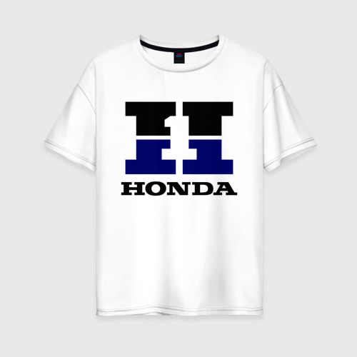 Женская футболка из хлопка оверсайз с принтом Honda, вид спереди №1