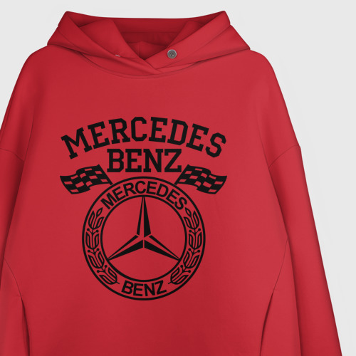 Женское худи Oversize хлопок Mercedes Benz, цвет красный - фото 3