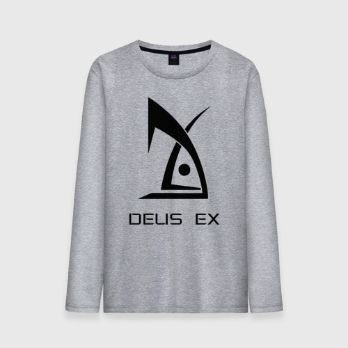 Мужской лонгслив хлопок с принтом Deus Ex, вид спереди #2