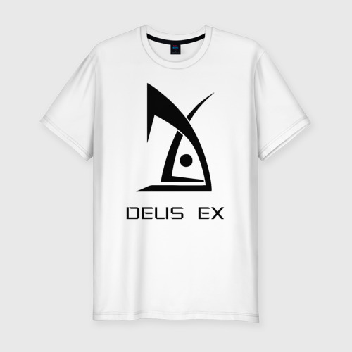 Мужская футболка приталенная из хлопка с принтом Deus Ex, вид спереди №1