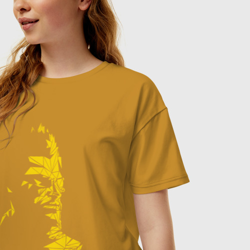 Женская футболка хлопок Oversize Deus ex, цвет горчичный - фото 3