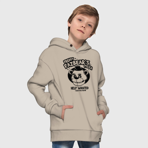 Детское худи Oversize хлопок Freddy pizza, цвет миндальный - фото 9