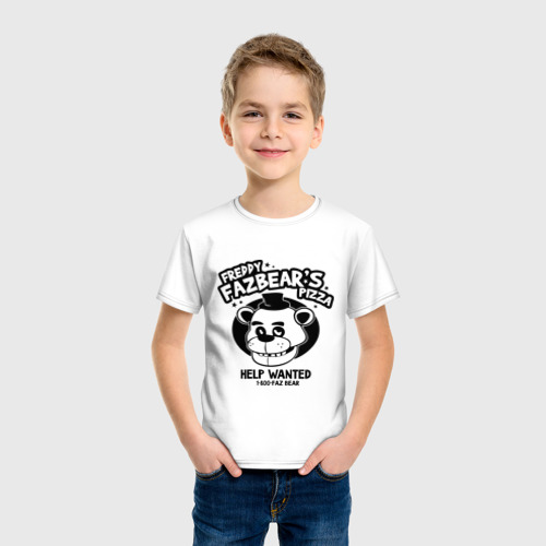 Детская футболка хлопок Freddy pizza, цвет белый - фото 3