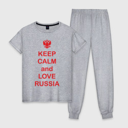 Женская пижама хлопок Keep calm and love Russia