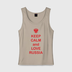 Женская майка хлопок Keep calm and love Russia