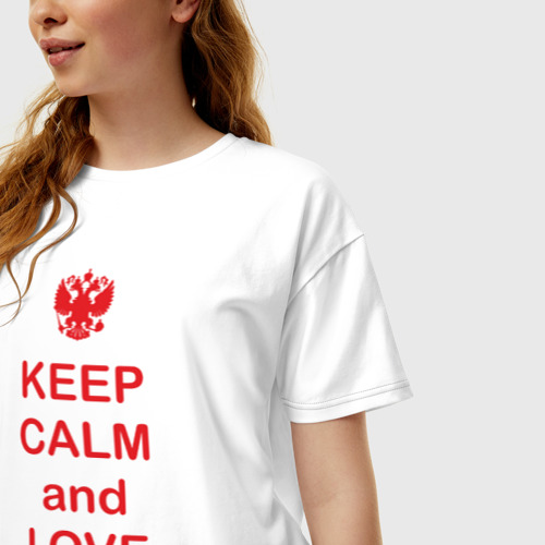 Женская футболка хлопок Oversize Keep calm and love Russia - фото 3