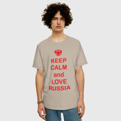 Мужская футболка хлопок Oversize Keep calm and love Russia - фото 2