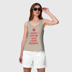 Женская майка хлопок Keep calm and love Russia - фото 2