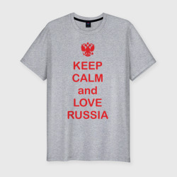 Мужская футболка хлопок Slim Keep calm and love Russia