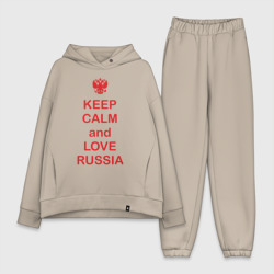 Женский костюм хлопок Oversize Keep calm and love Russia