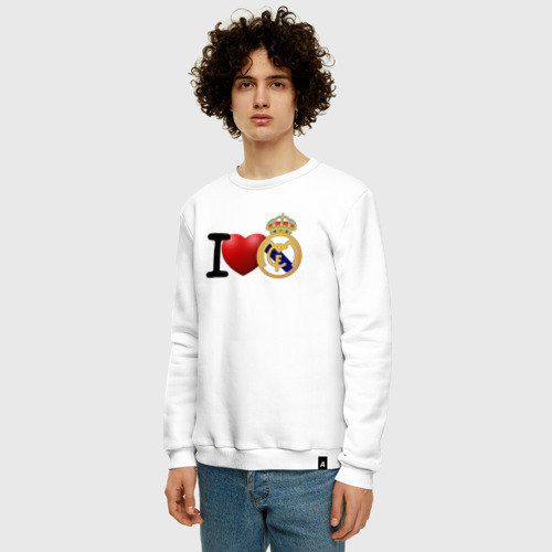 Мужской свитшот хлопок Love Real Madrid, цвет белый - фото 3