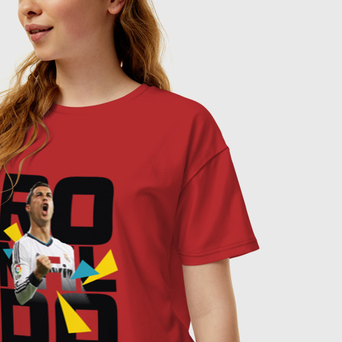 Женская футболка хлопок Oversize Ronaldo, цвет красный - фото 3