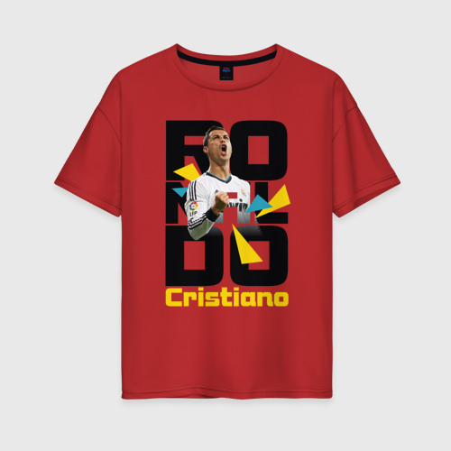 Женская футболка хлопок Oversize Ronaldo, цвет красный