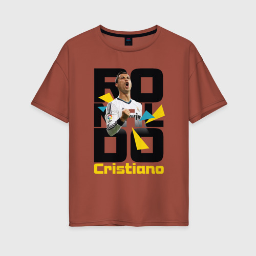 Женская футболка хлопок Oversize Ronaldo, цвет кирпичный