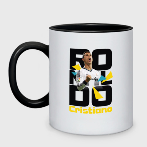 Кружка двухцветная с принтом Ronaldo, вид спереди #2