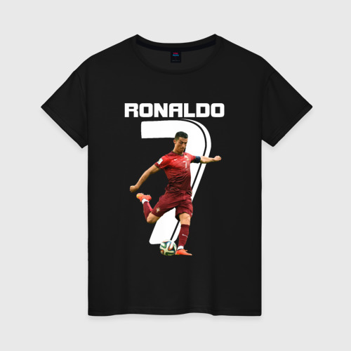 Женская футболка хлопок Ronaldo, цвет черный