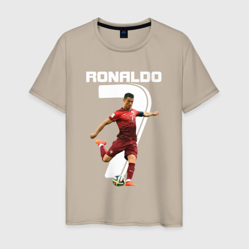 Мужская футболка хлопок с принтом Ronaldo, вид спереди #2