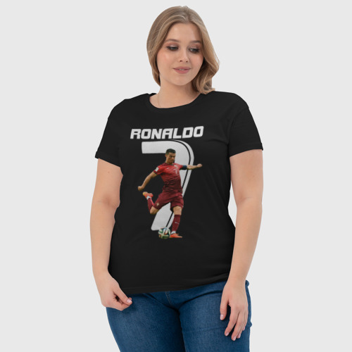 Женская футболка хлопок Ronaldo, цвет черный - фото 6