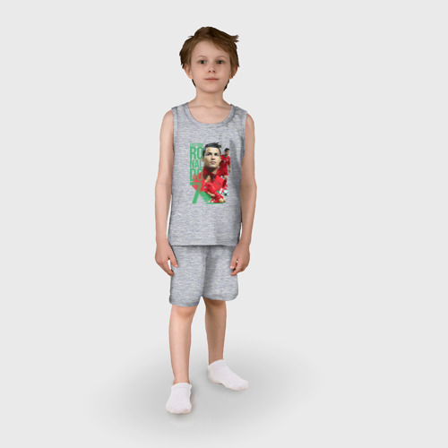Детская пижама с шортами хлопок Ronaldo, цвет меланж - фото 3