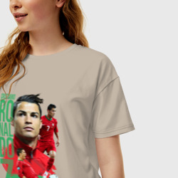 Женская футболка хлопок Oversize Ronaldo - фото 2